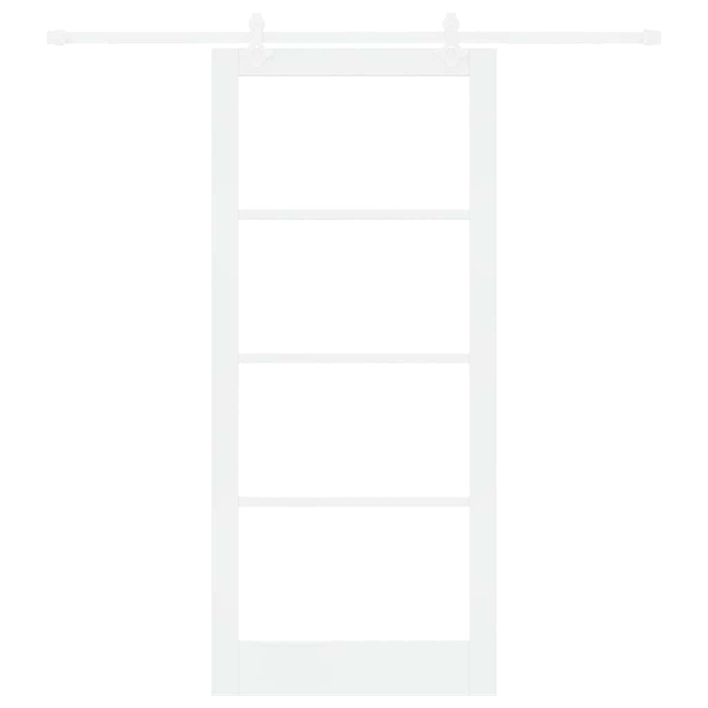 Skydedør 93 x 211 cm Massivt fyrretræ og glas Hvid