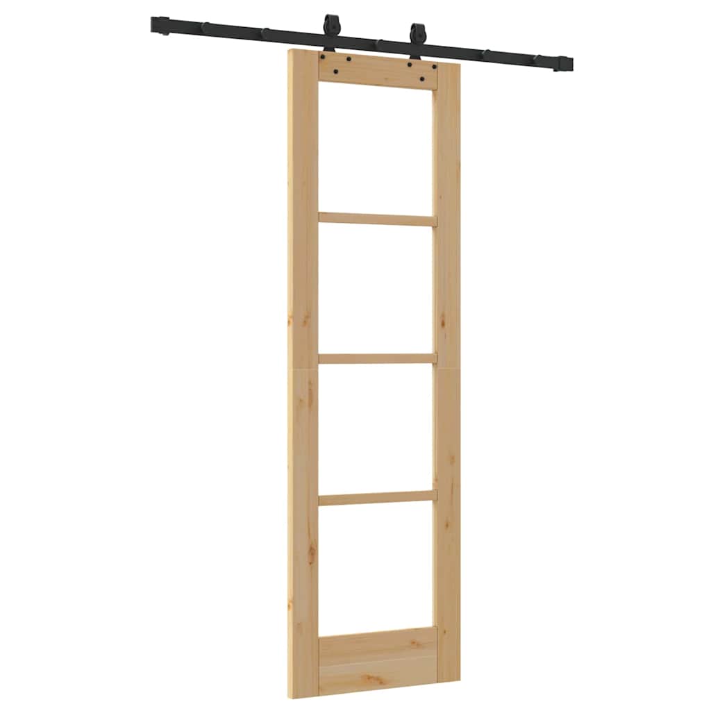 Skydedør Naturfarvet 61 x 198,5 cm Massivt fyrretræ og glas