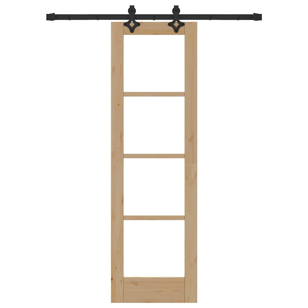 Skydedør Naturfarvet 61 x 198,5 cm Massivt fyrretræ og glas
