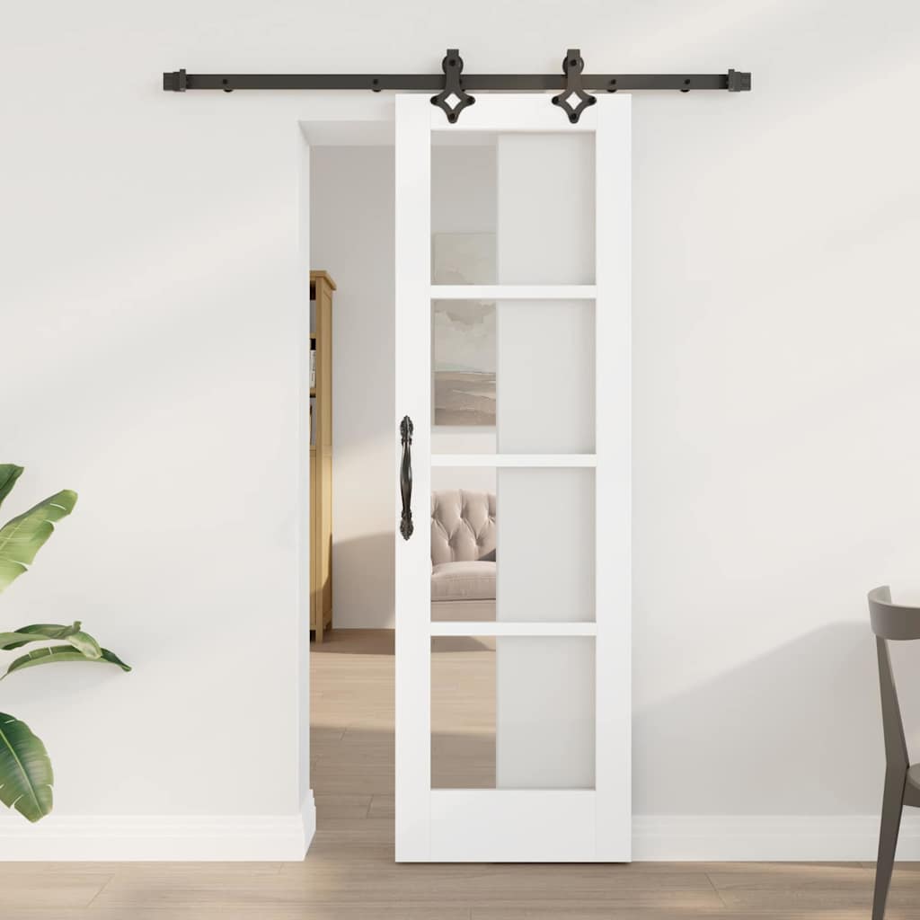 Skydedør Hvid 61 x 198,5 cm Massivt fyrretræ og glas