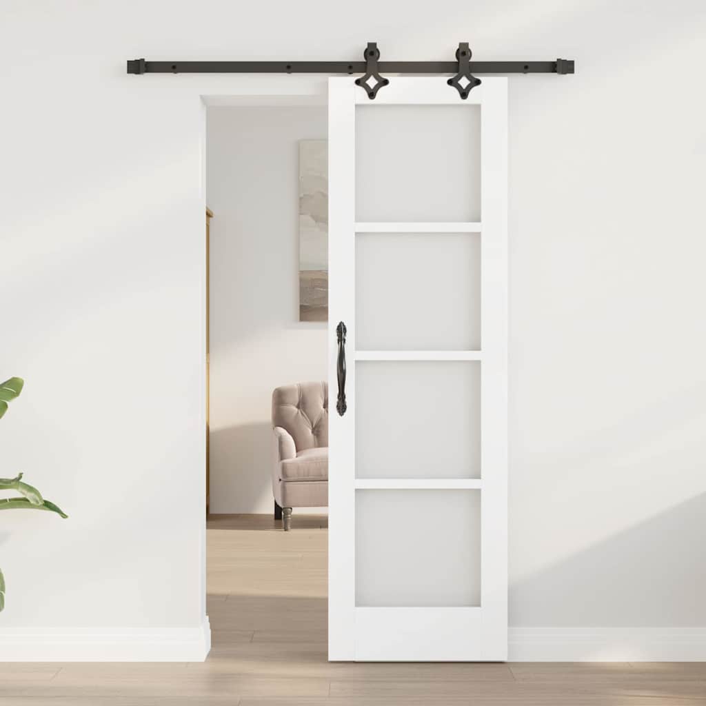 Skydedør Hvid 61 x 198,5 cm Massivt fyrretræ og glas