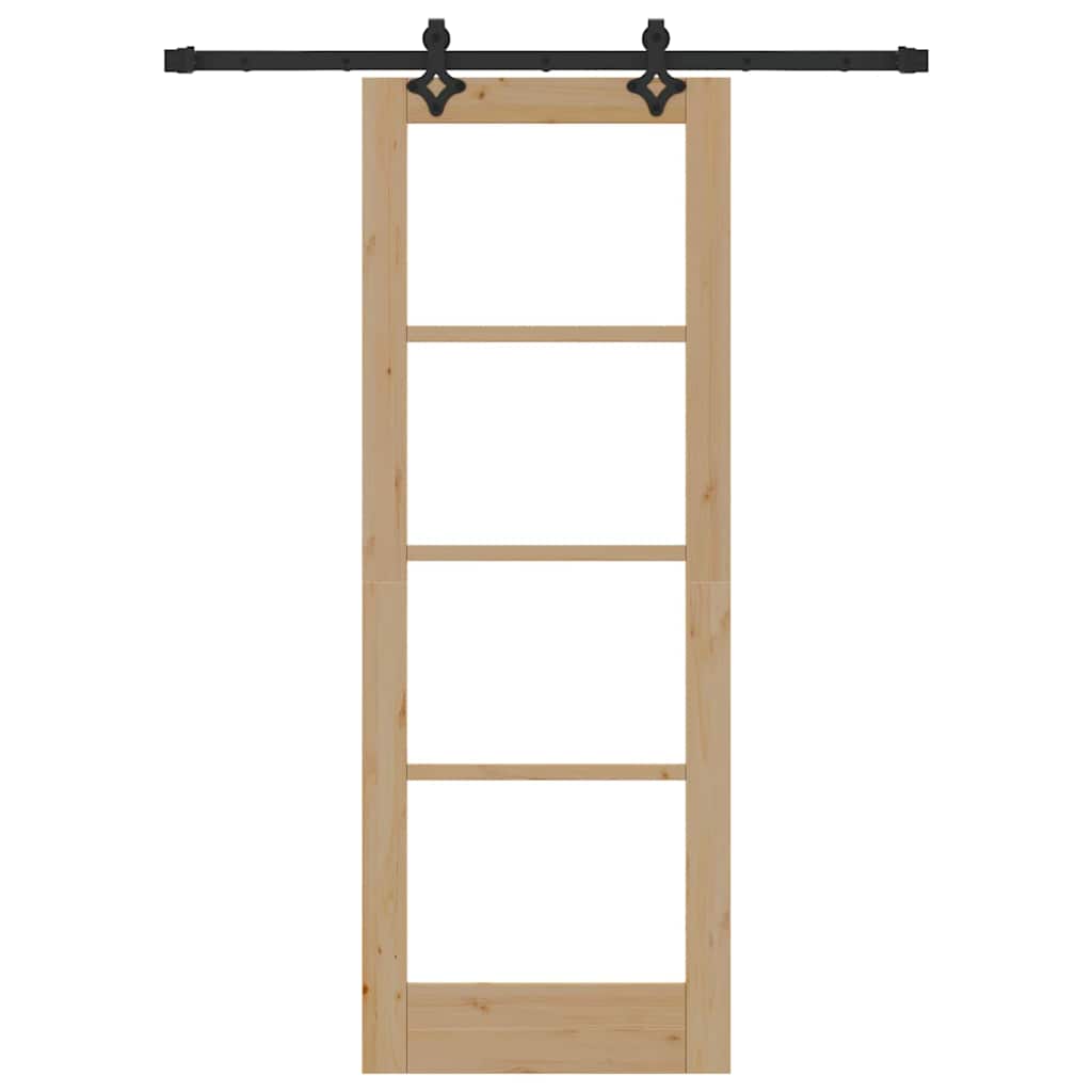 Skydedør Naturfarvet 73,5 x 198,5 cm Massivt fyrretræ og glas