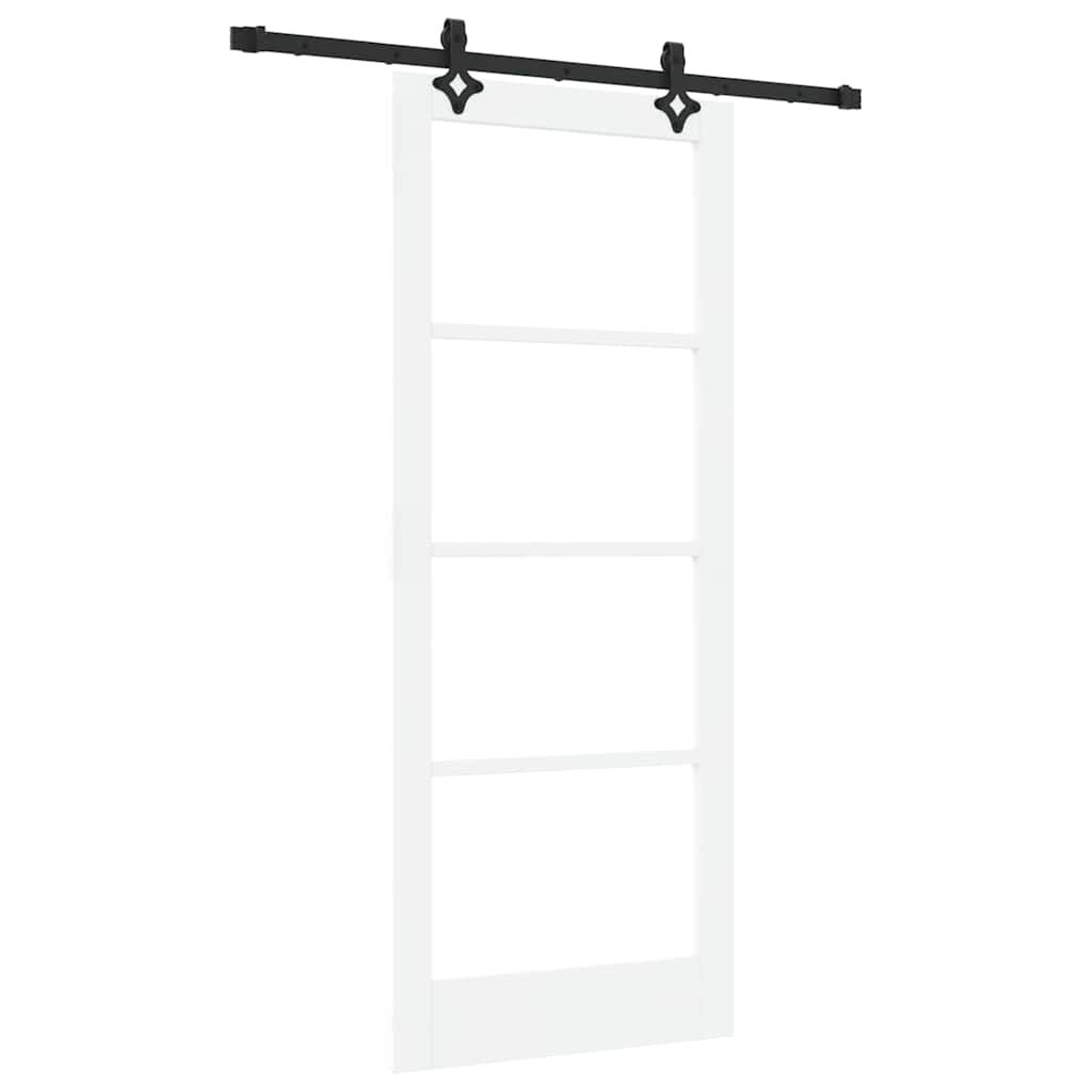 Skydedør Hvid 83 x 202 cm Massivt fyrretræ og glas