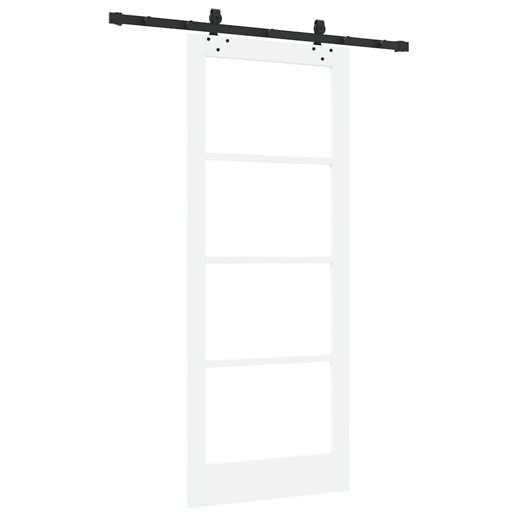 Skydedør Hvid 83 x 202 cm Massivt fyrretræ og glas