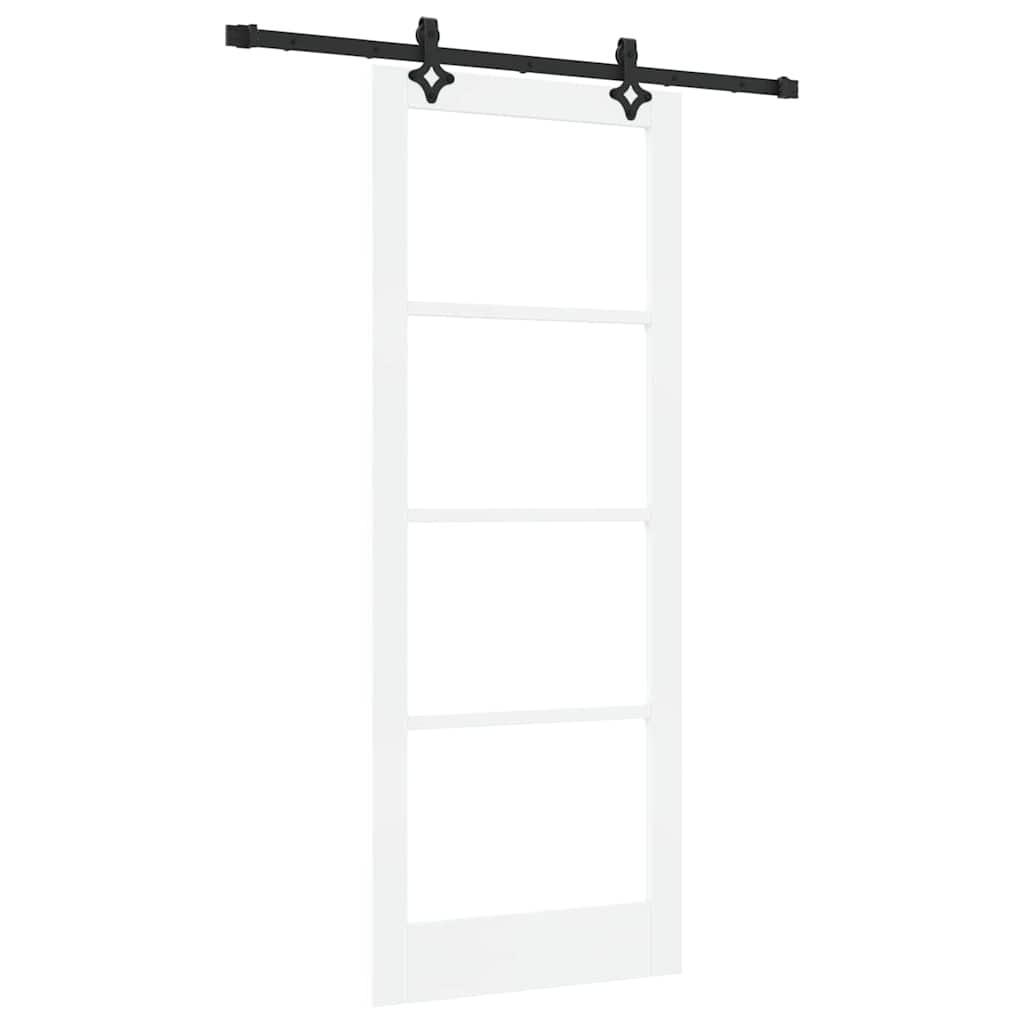 Skydedør Hvid 83 x 211 cm Massivt fyrretræ og glas