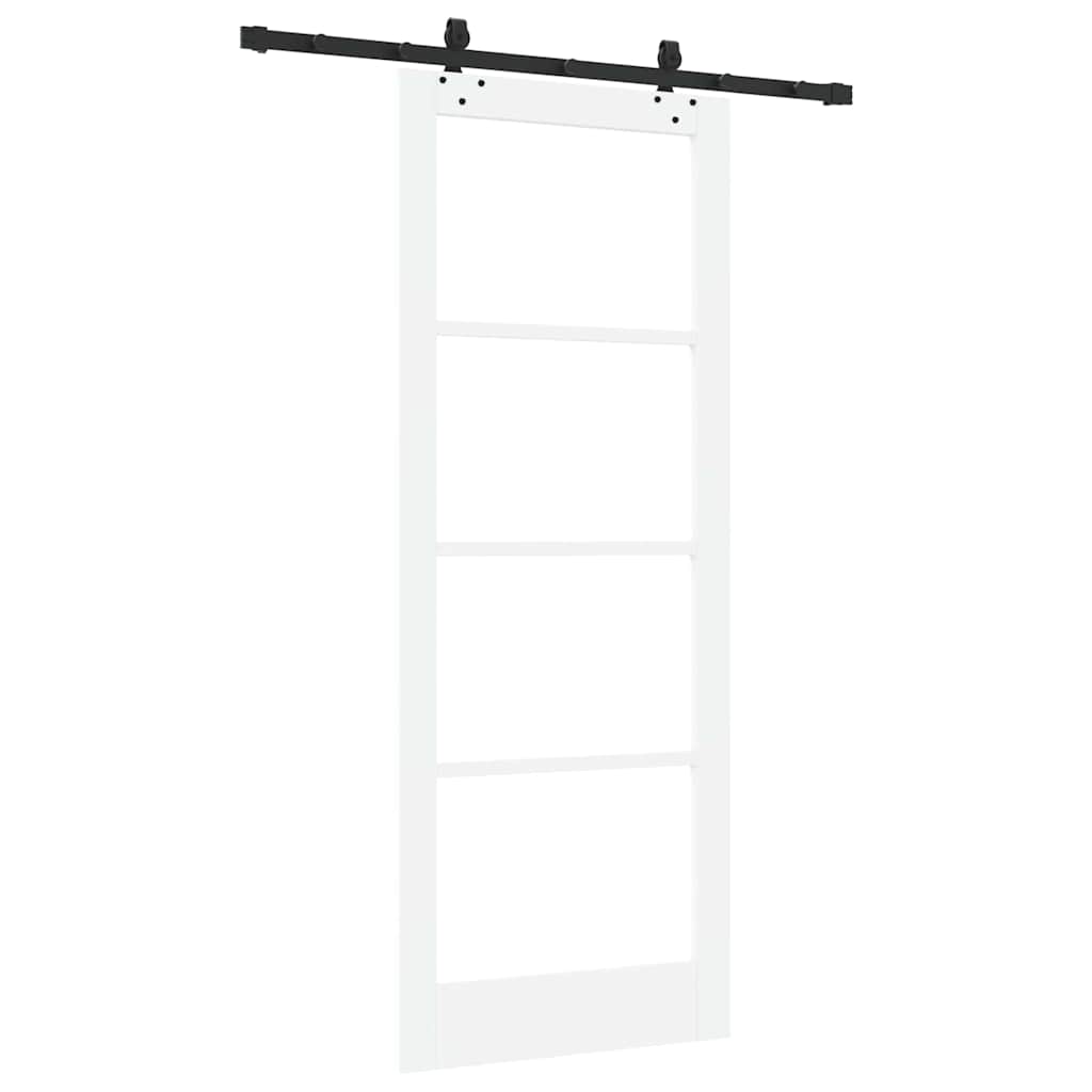 Skydedør Hvid 83 x 211 cm Massivt fyrretræ og glas