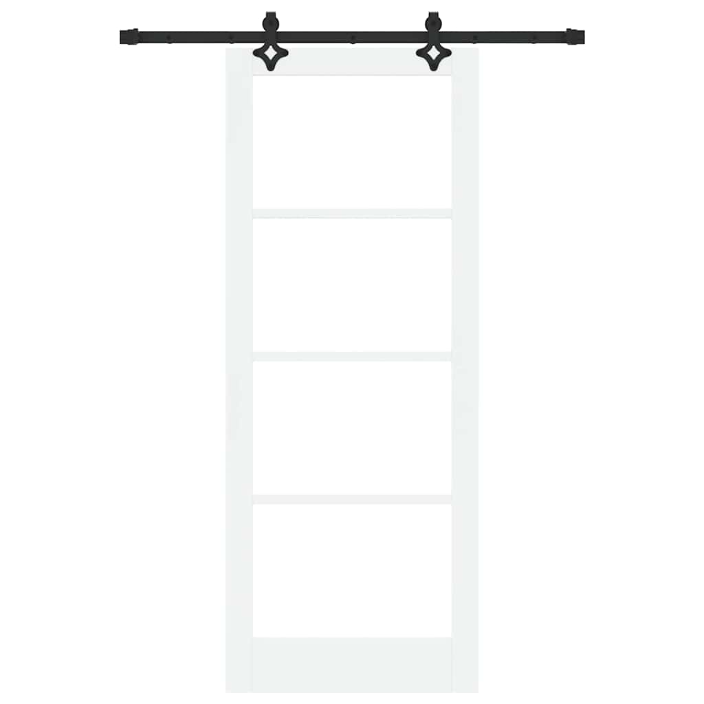 Skydedør Hvid 83 x 211 cm Massivt fyrretræ og glas