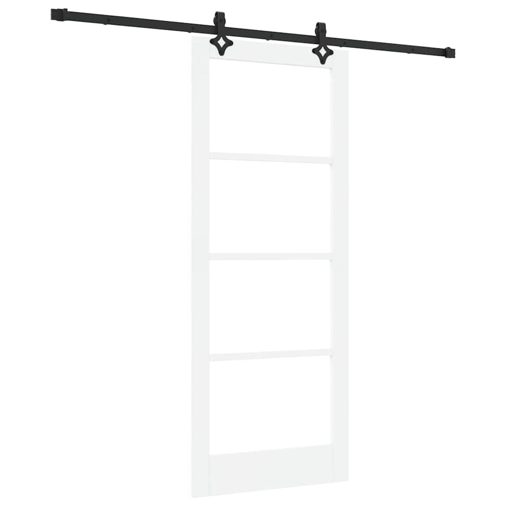Skydedør Hvid 83 x 202 cm Massivt fyrretræ og glas
