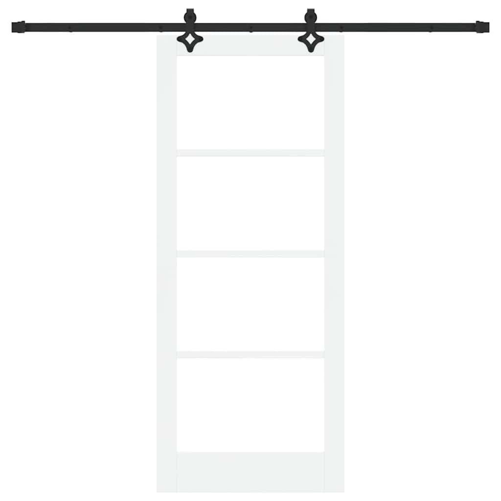 Skydedør Hvid 83 x 202 cm Massivt fyrretræ og glas