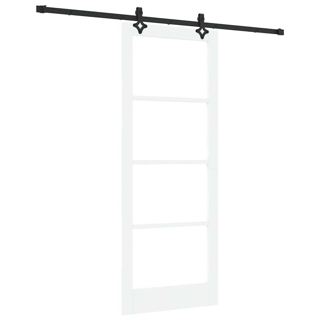 Skydedør Hvid 83 x 211 cm Massivt fyrretræ og glas