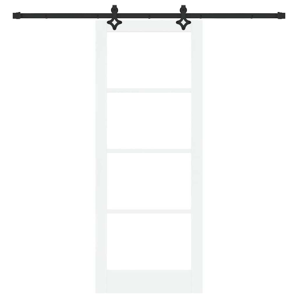 Skydedør Hvid 83 x 211 cm Massivt fyrretræ og glas