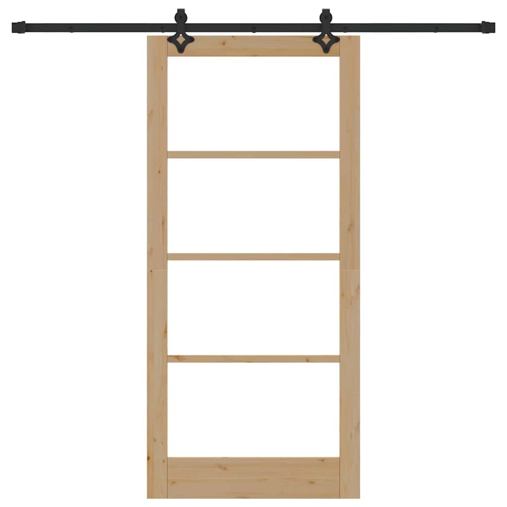 Skydedør Naturfarvet 93 x 202 cm Massivt fyrretræ og glas