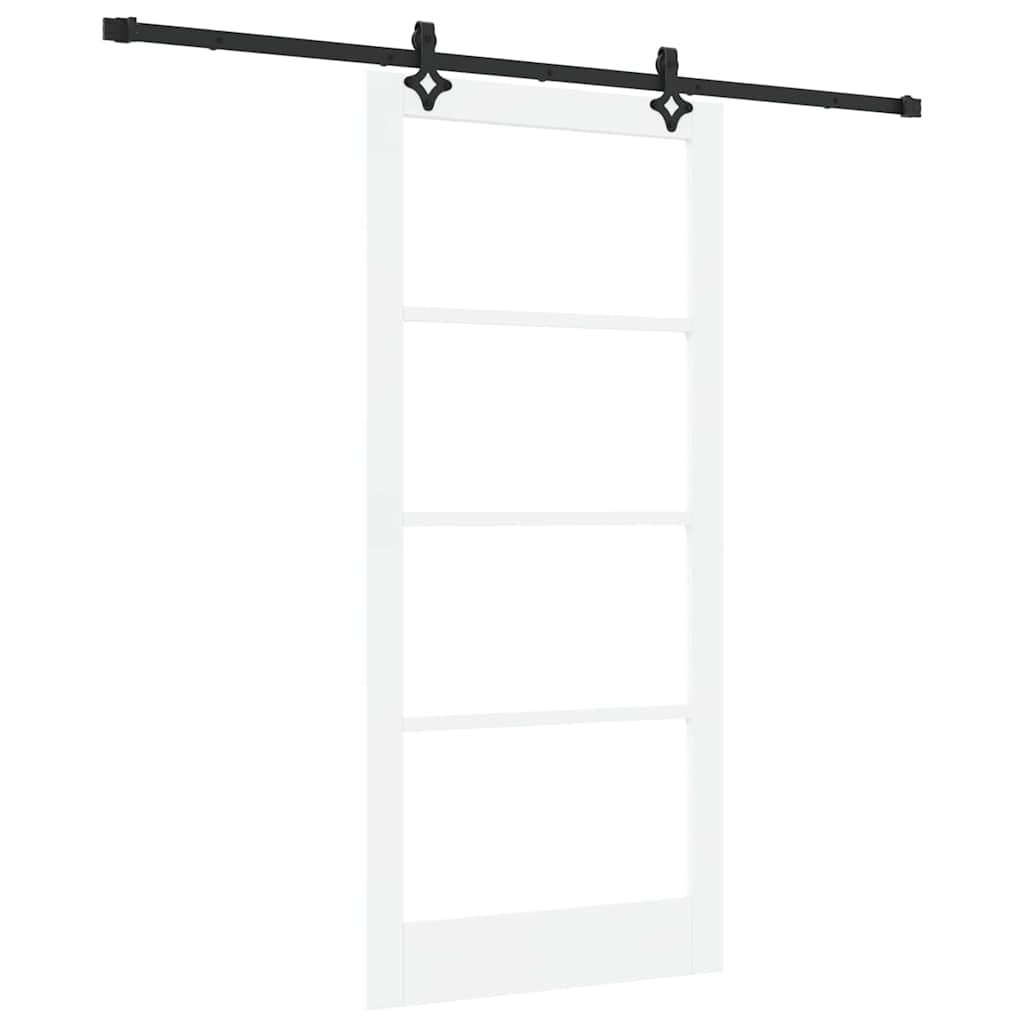 Skydedør Hvid 93 x 202 cm Massivt fyrretræ og glas