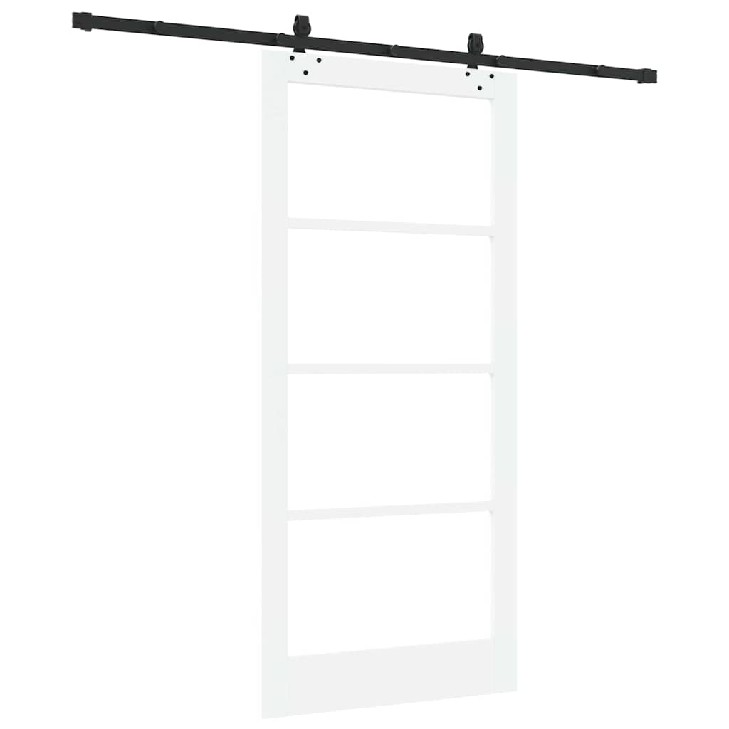Skydedør Hvid 93 x 202 cm Massivt fyrretræ og glas