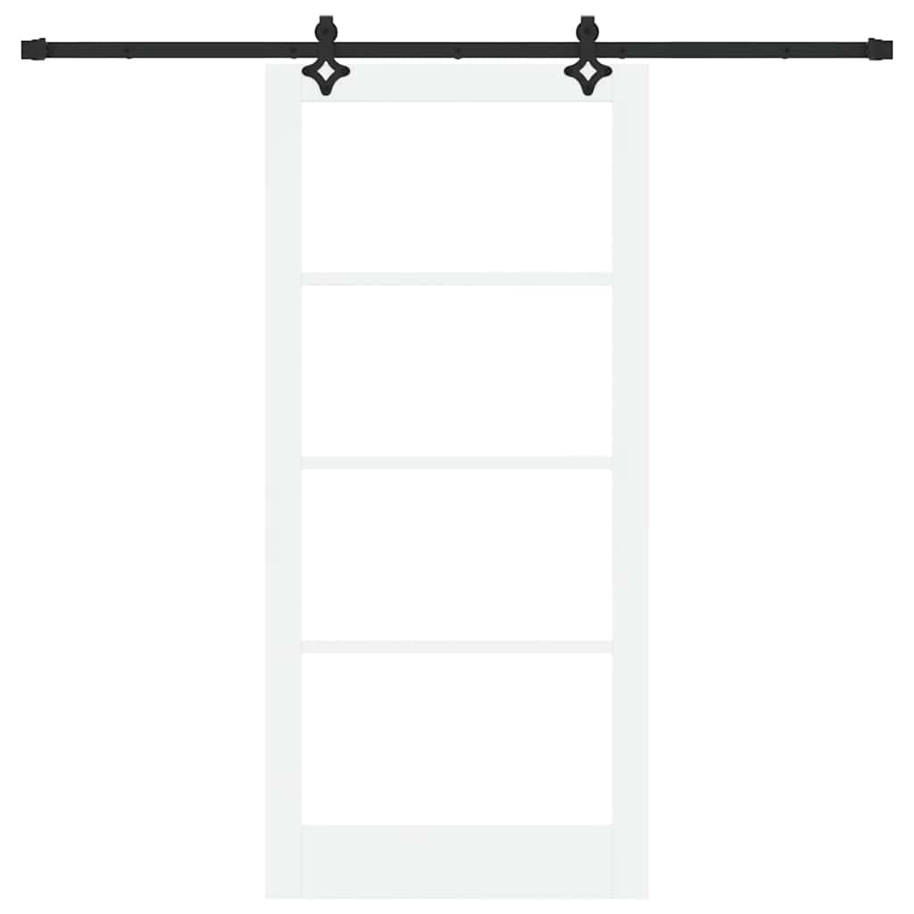 Skydedør Hvid 93 x 202 cm Massivt fyrretræ og glas