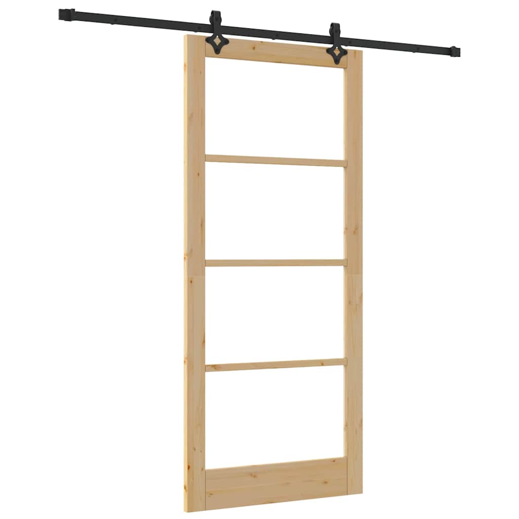 Skydedør Naturfarvet 93 x 211 cm Massivt fyrretræ og glas
