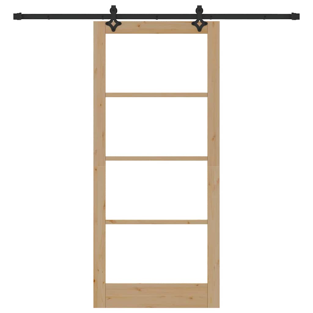 Skydedør Naturfarvet 93 x 211 cm Massivt fyrretræ og glas
