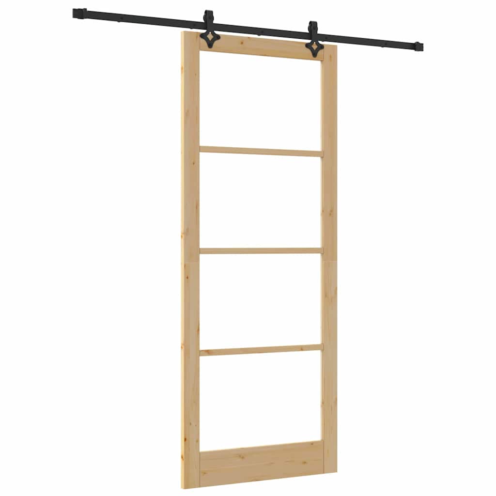 Skydedør Naturfarvet 93 x 232 cm Massivt fyrretræ og glas