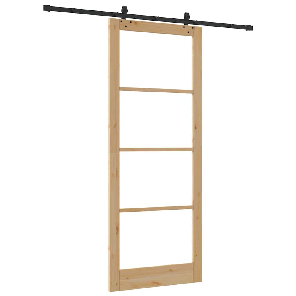 Skydedør Naturfarvet 93 x 232 cm Massivt fyrretræ og glas