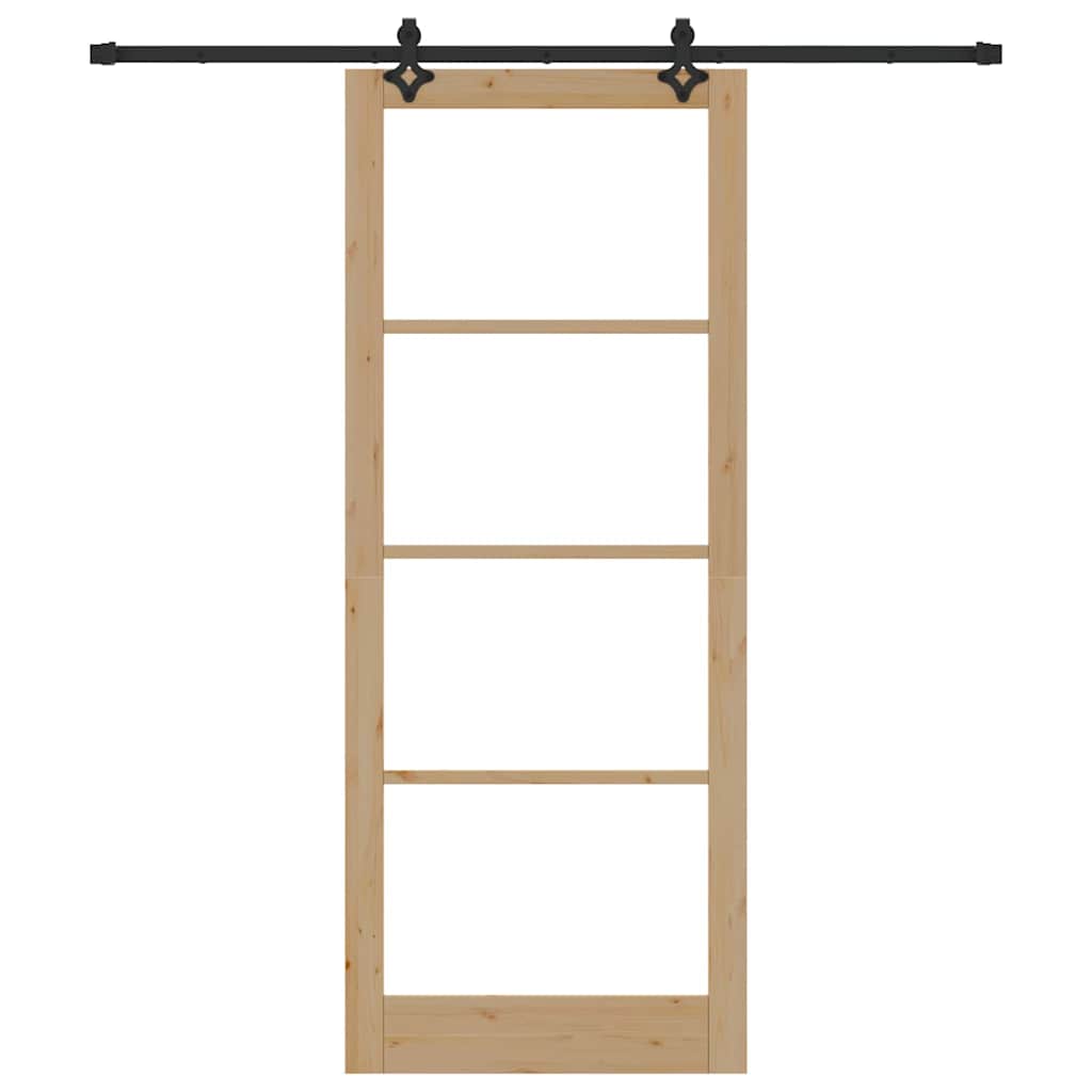 Skydedør Naturfarvet 93 x 232 cm Massivt fyrretræ og glas