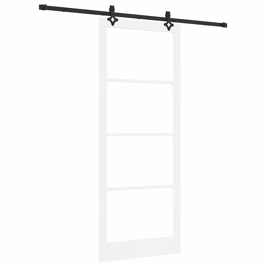Skydedør Hvid 93 x 232 cm Massivt fyrretræ og glas