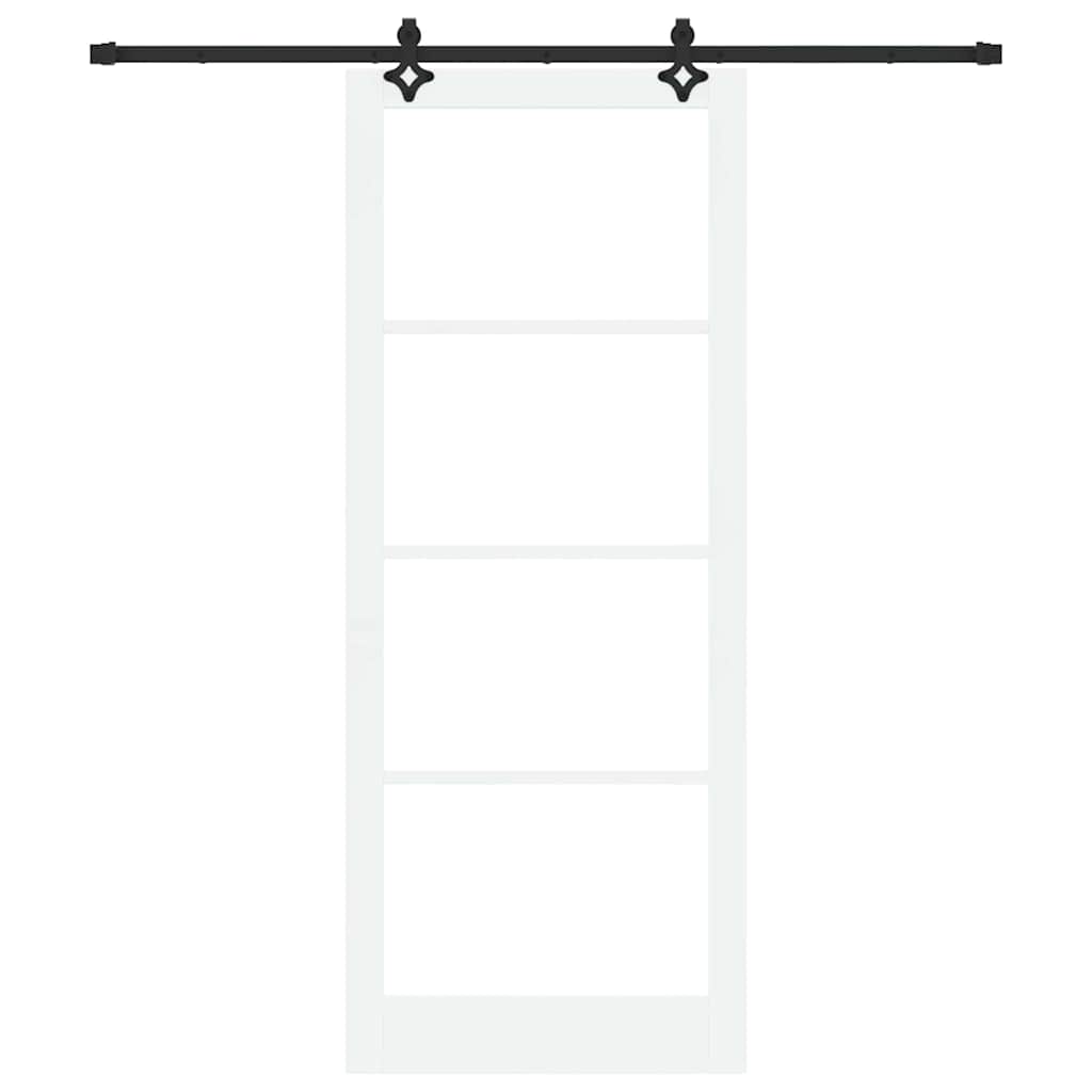 Skydedør Hvid 93 x 232 cm Massivt fyrretræ og glas
