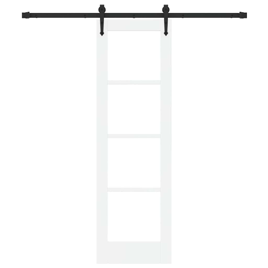 Skydedør 61 x 198,5 cm Massivt fyrretræ og glas Hvid
