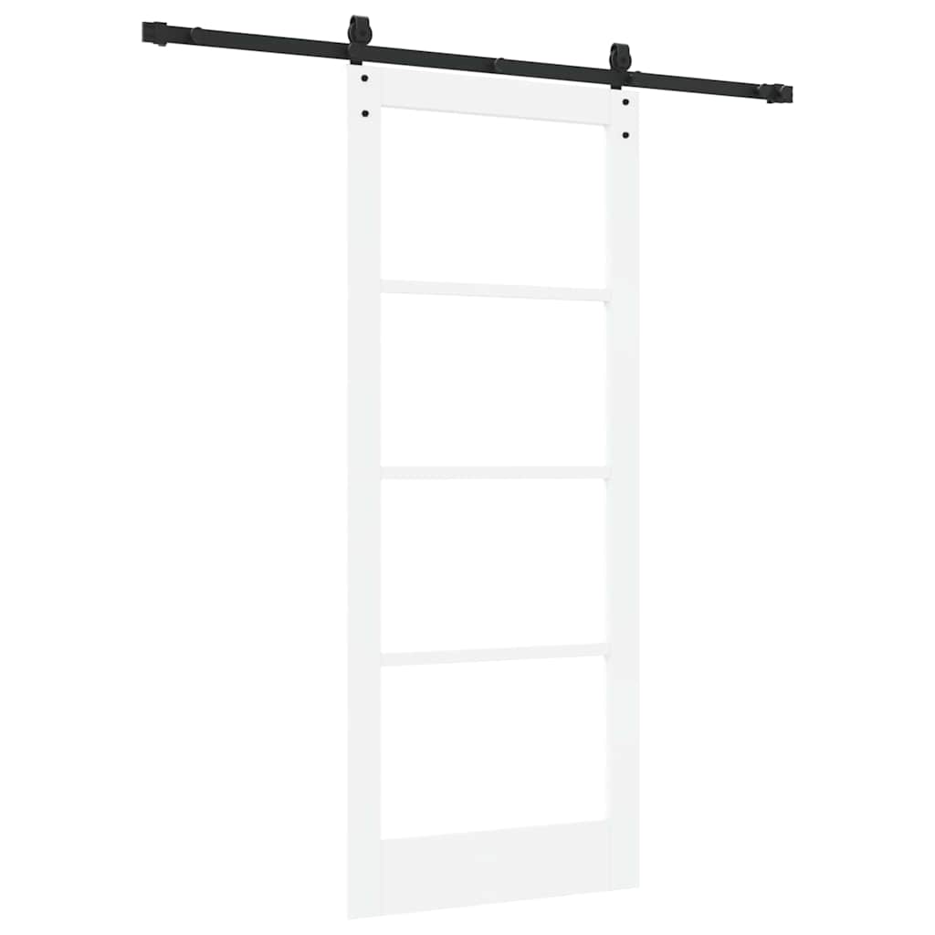 Skydedør 83 x 202 cm Massivt fyrretræ og glas Hvid