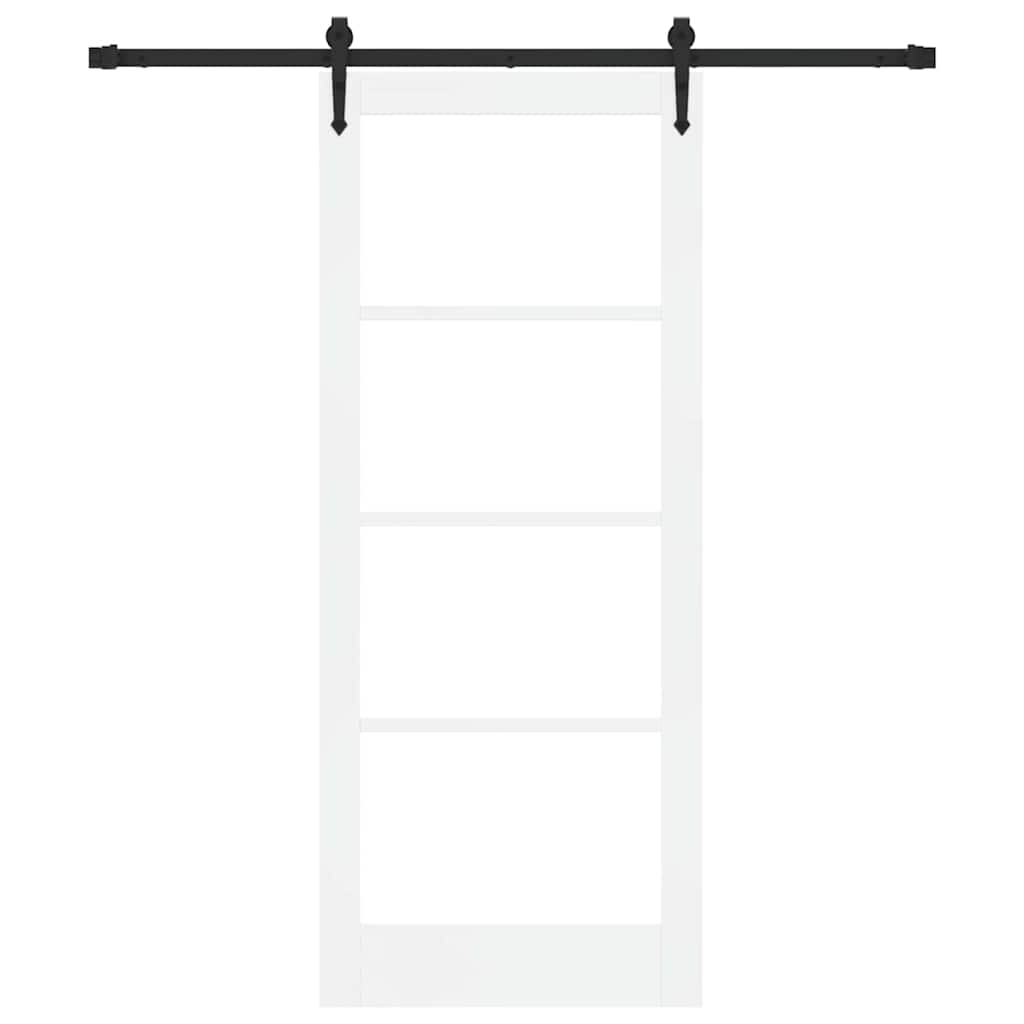Skydedør 83 x 202 cm Massivt fyrretræ og glas Hvid
