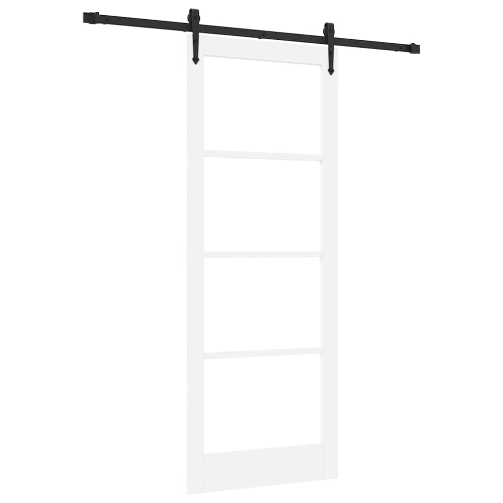 Skydedør 83 x 211 cm Massivt fyrretræ og glas Hvid