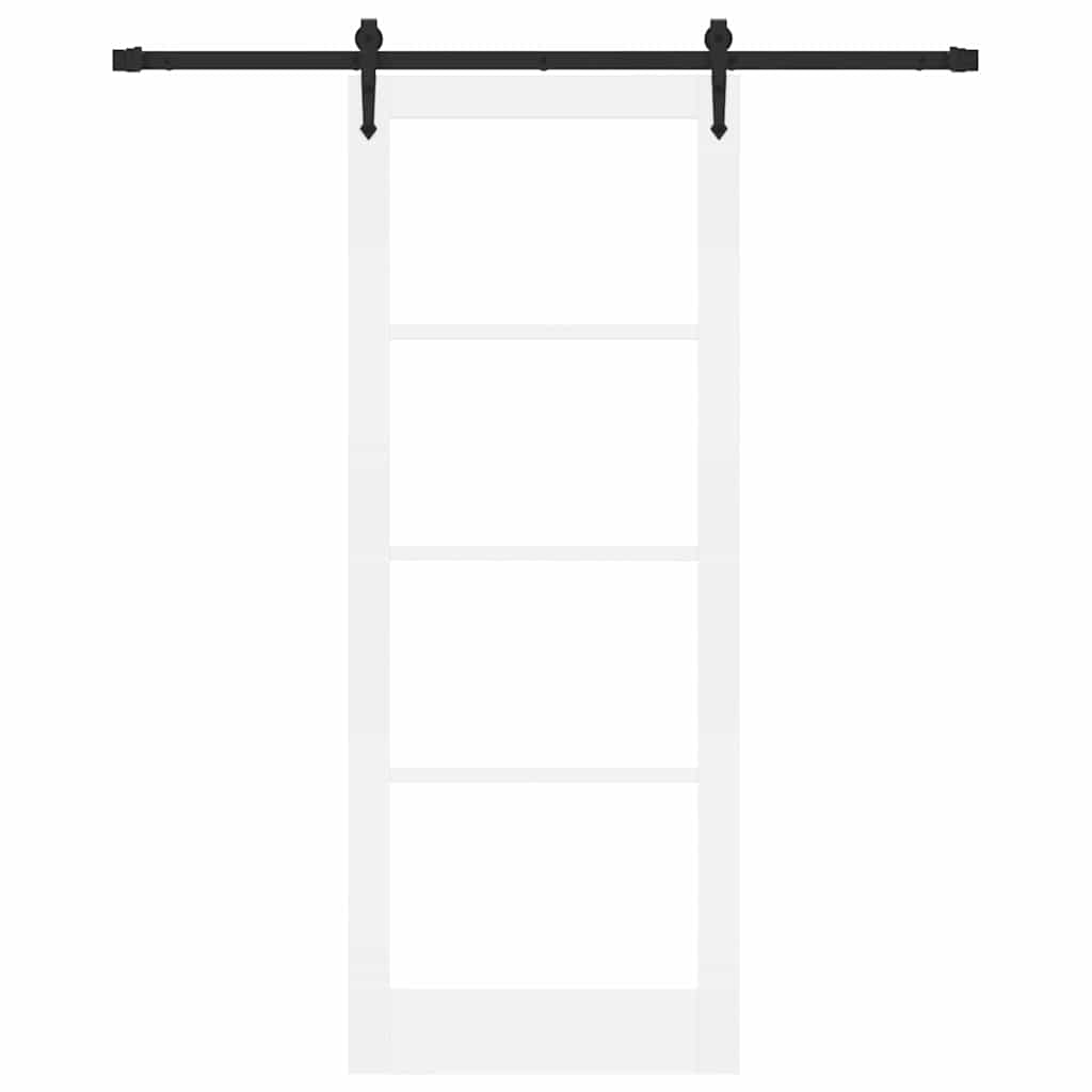 Skydedør 83 x 211 cm Massivt fyrretræ og glas Hvid