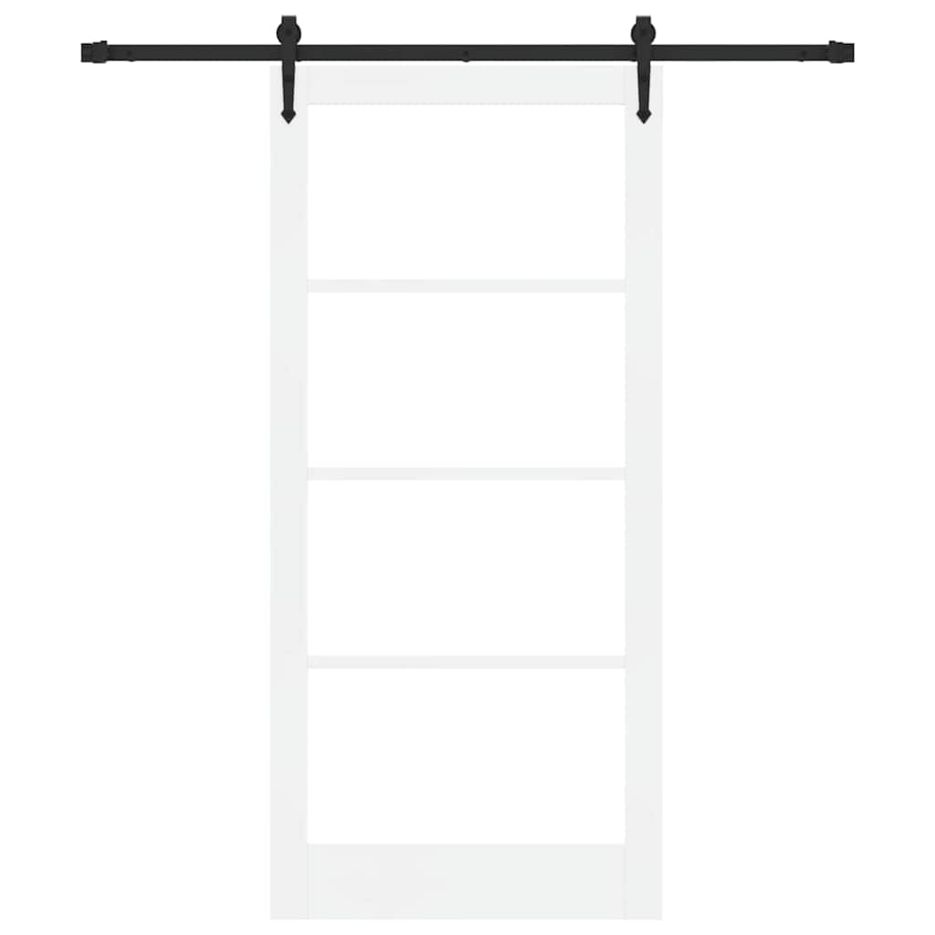 Skydedør 93 x 202 cm Massivt fyrretræ og glas Hvid