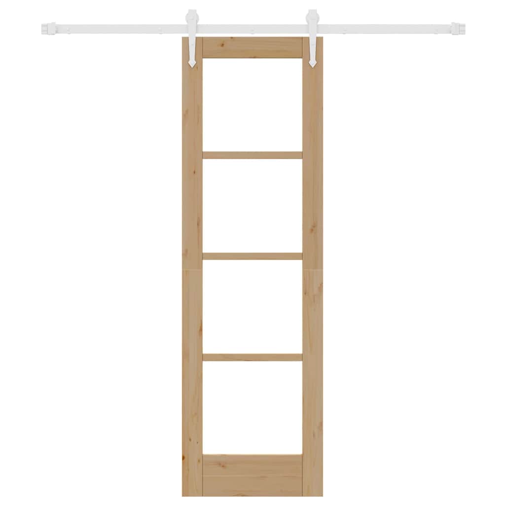 Skydedør 61 x 198,5 cm Massivt fyrretræ og glas Naturfarvet