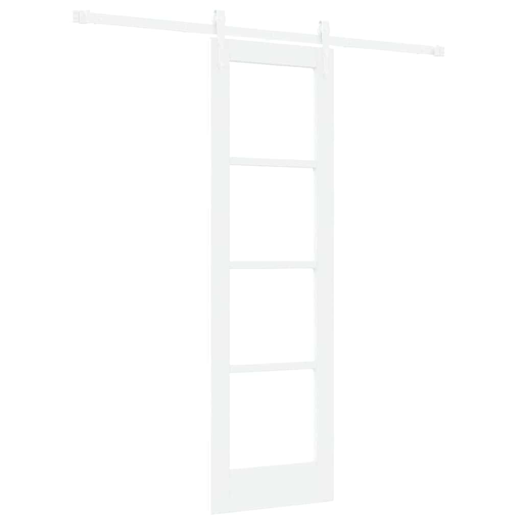 Skydedør 61 x 198,5 cm Massivt fyrretræ og glas Hvid