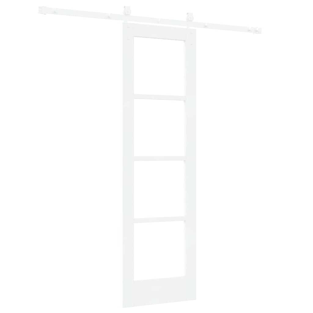 Skydedør 61 x 198,5 cm Massivt fyrretræ og glas Hvid
