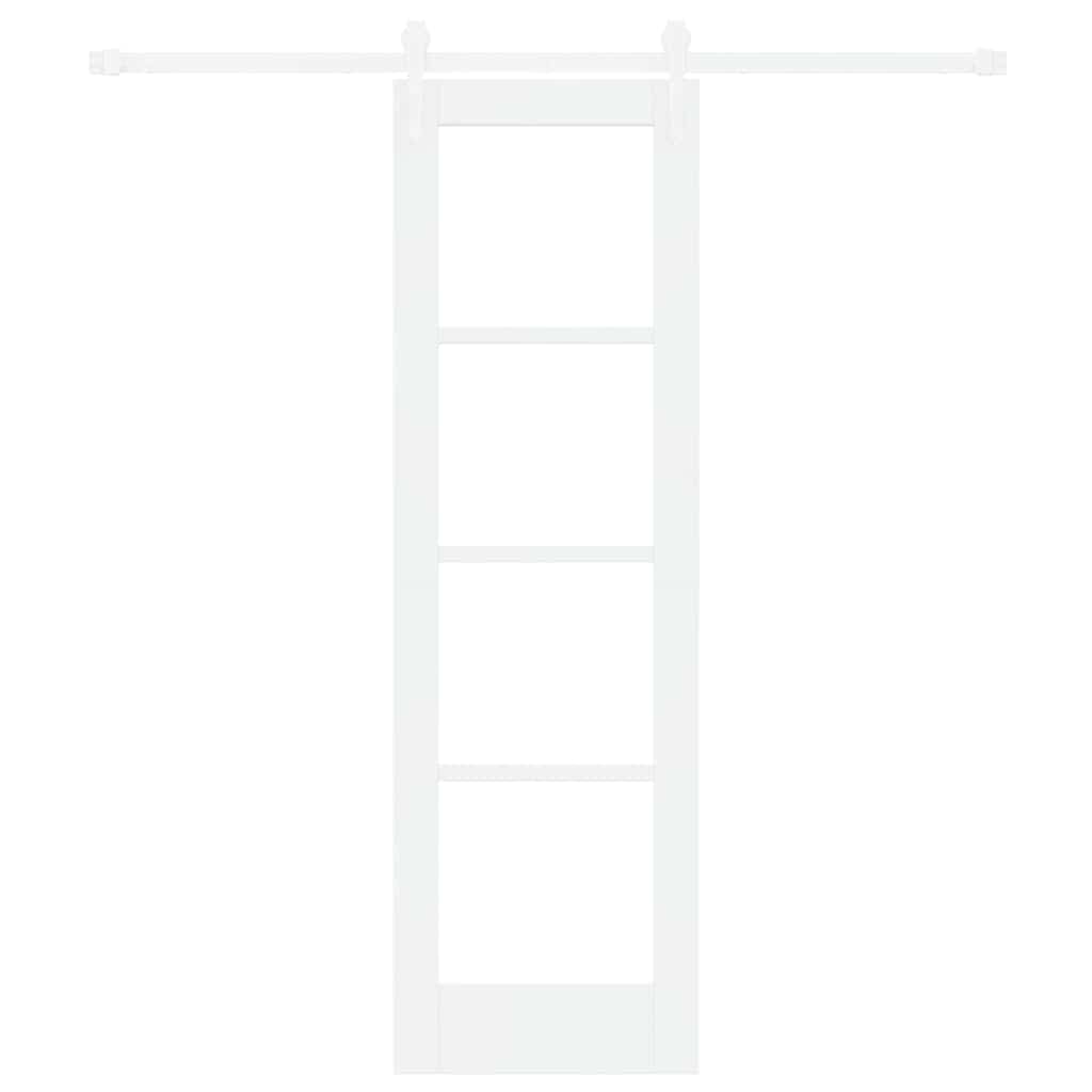 Skydedør 61 x 198,5 cm Massivt fyrretræ og glas Hvid