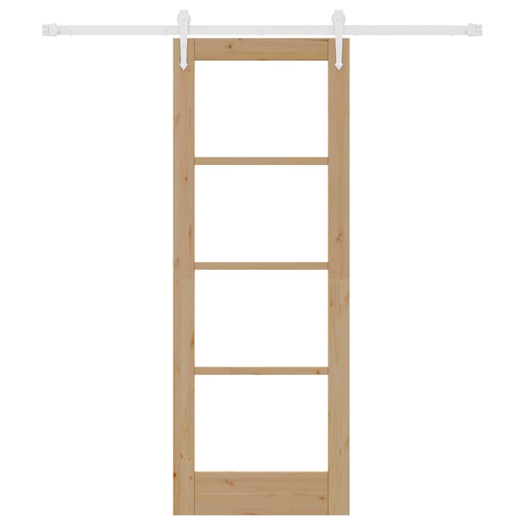 Skydedør 73,5 x 198,5 cm Massivt fyrretræ og glas Naturfarvet