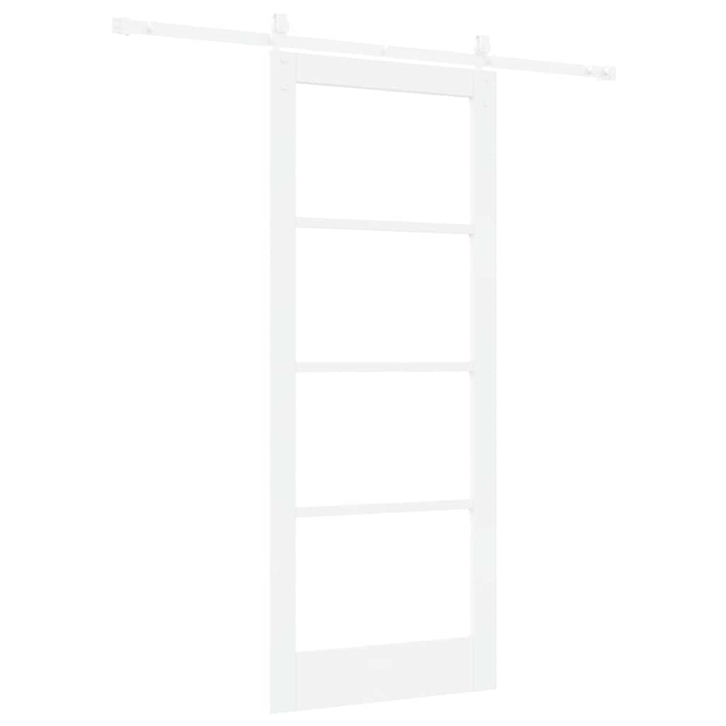 Skydedør 83 x 202 cm Massivt fyrretræ og glas Hvid