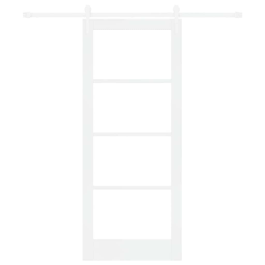 Skydedør 83 x 202 cm Massivt fyrretræ og glas Hvid