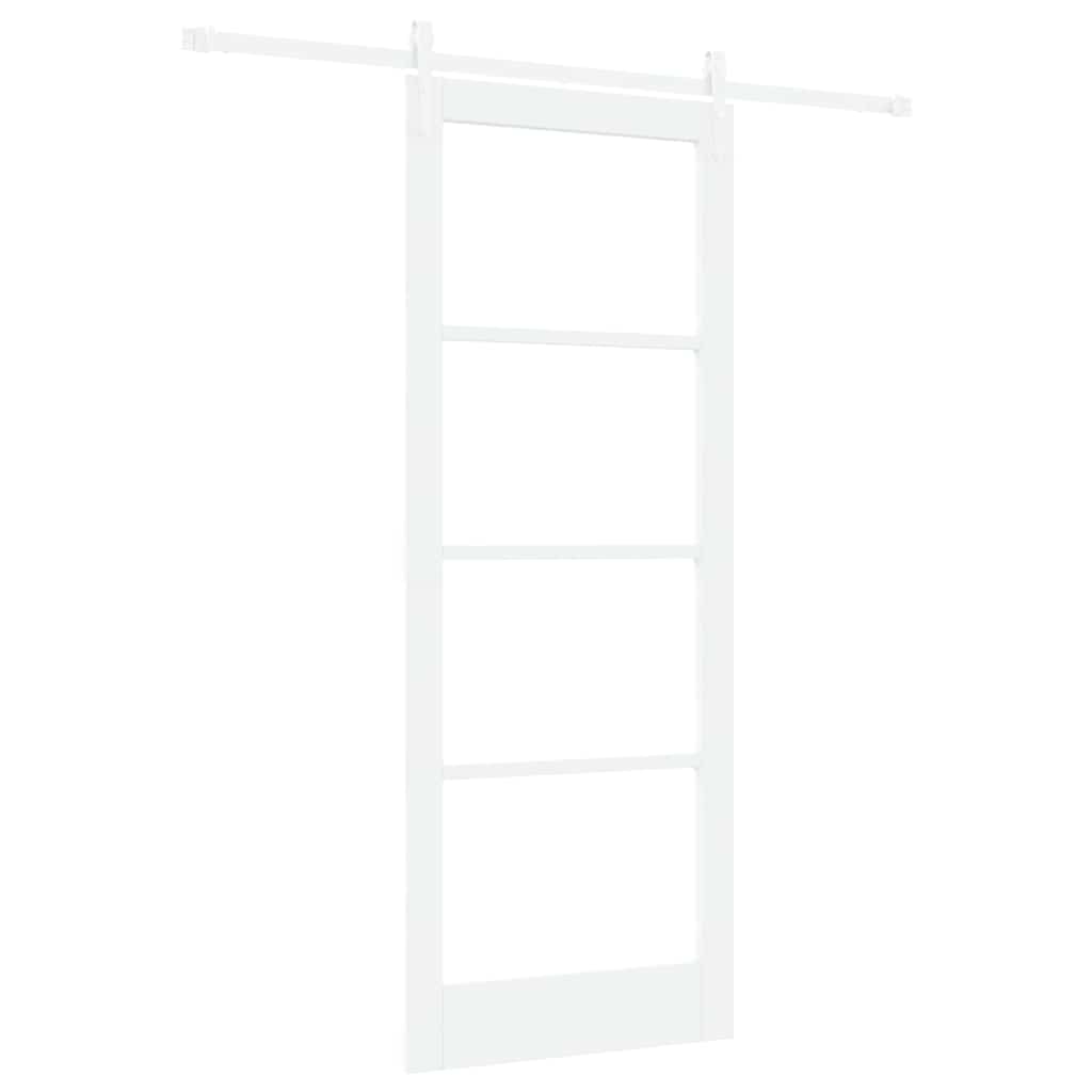 Skydedør 83 x 211 cm Massivt fyrretræ og glas Hvid