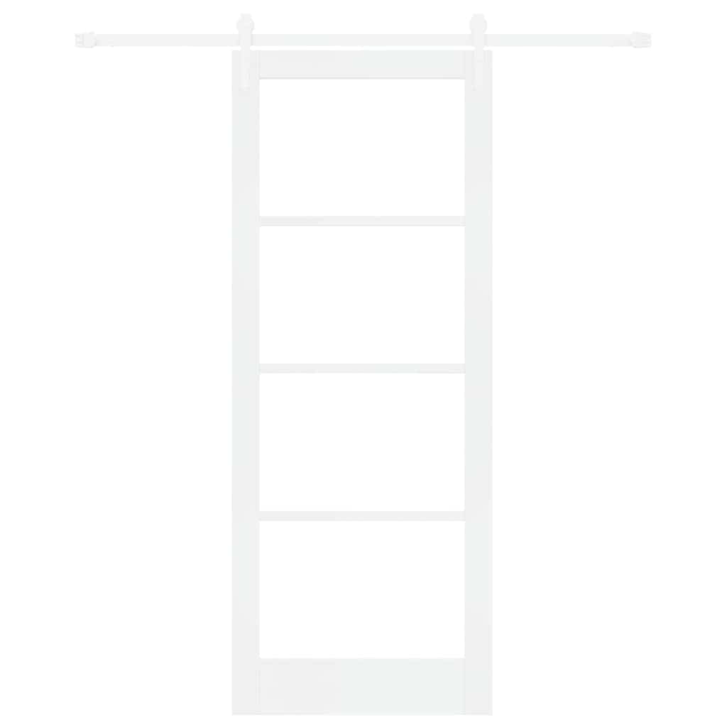 Skydedør 83 x 211 cm Massivt fyrretræ og glas Hvid