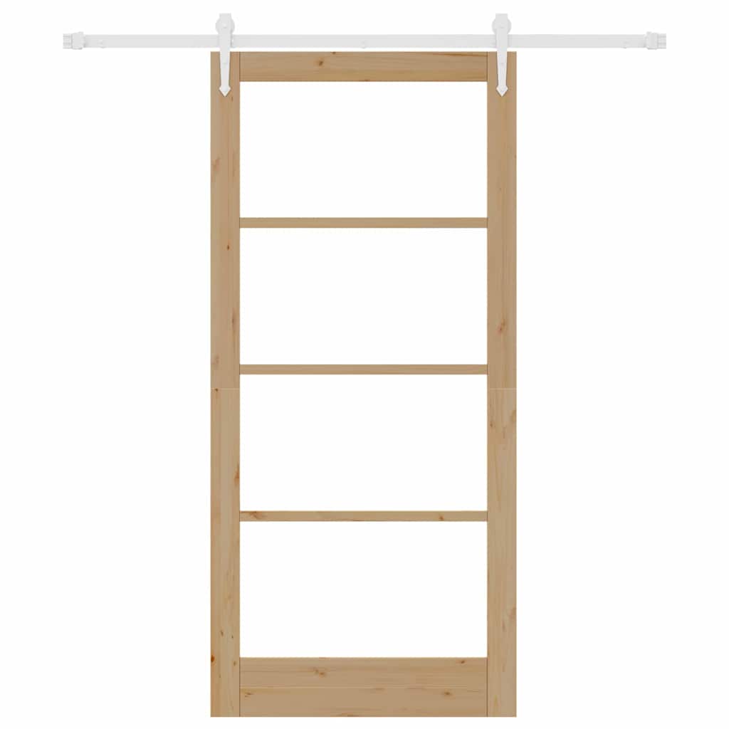 Skydedør 93 x 202 cm Massivt fyrretræ og glas Naturfarvet