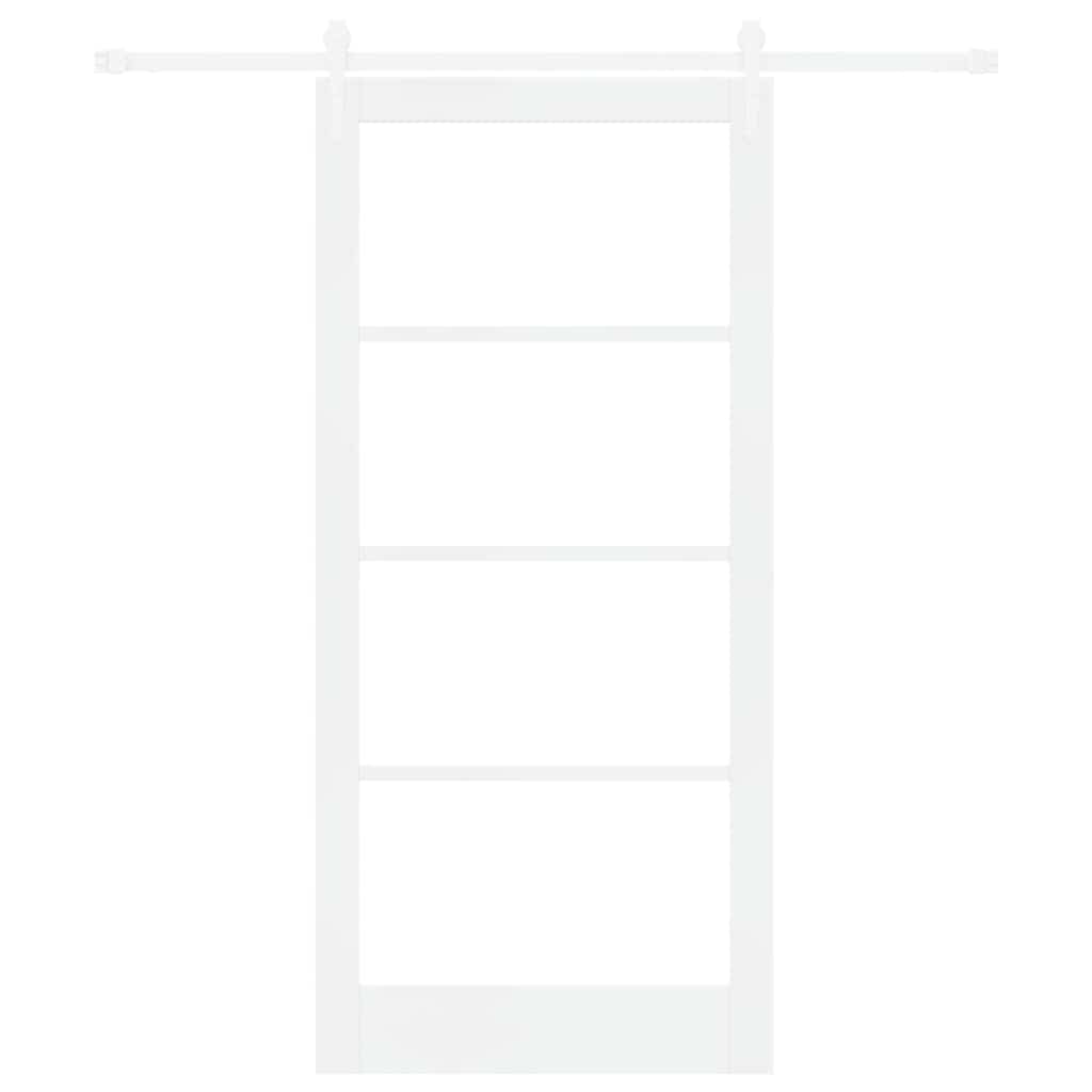 Skydedør 93 x 202 cm Massivt fyrretræ og glas Hvid