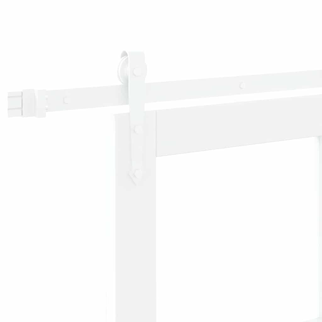 Skydedør 93 x 211 cm Massivt fyrretræ og glas Hvid
