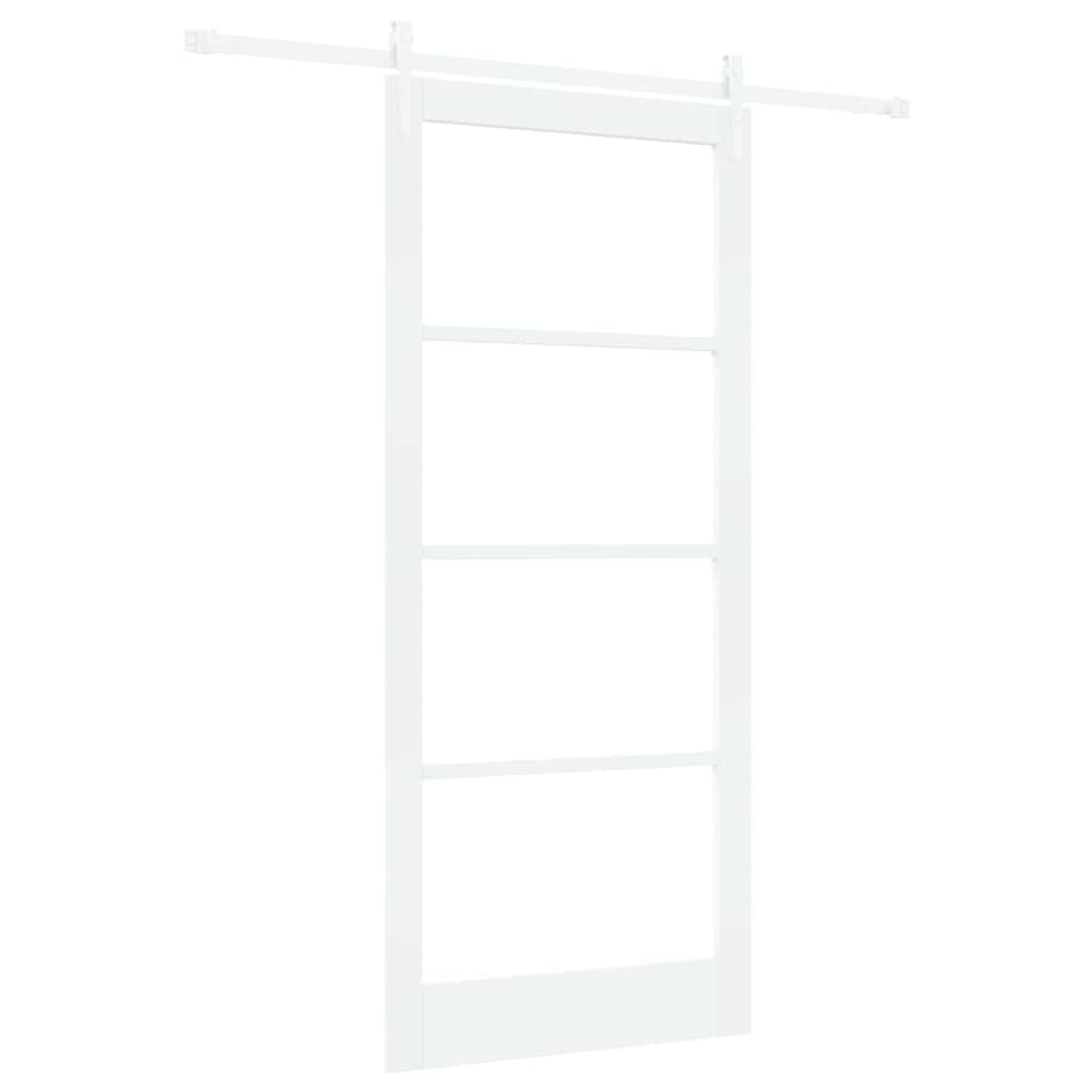 Skydedør 93 x 211 cm Massivt fyrretræ og glas Hvid