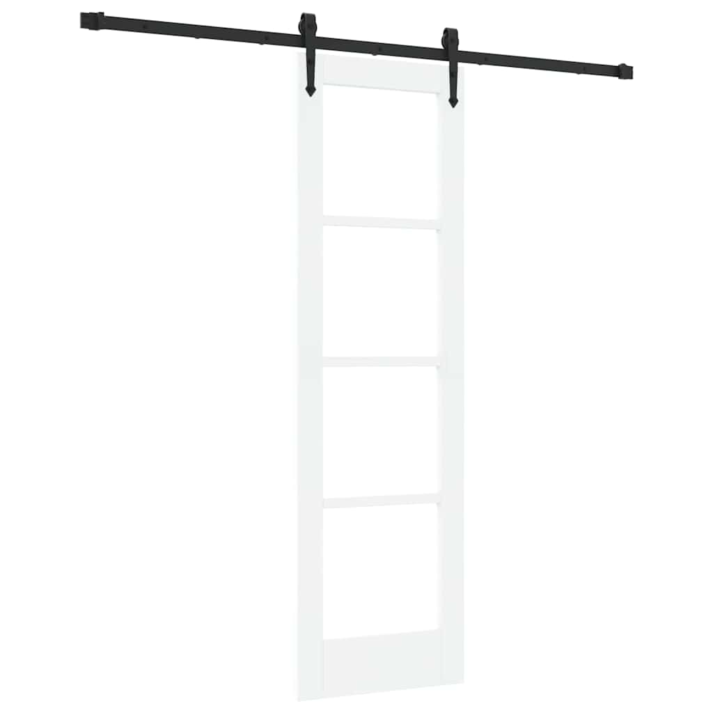 Skydedør 61 x 198,5 cm Massivt fyrretræ og glas Hvid og sort