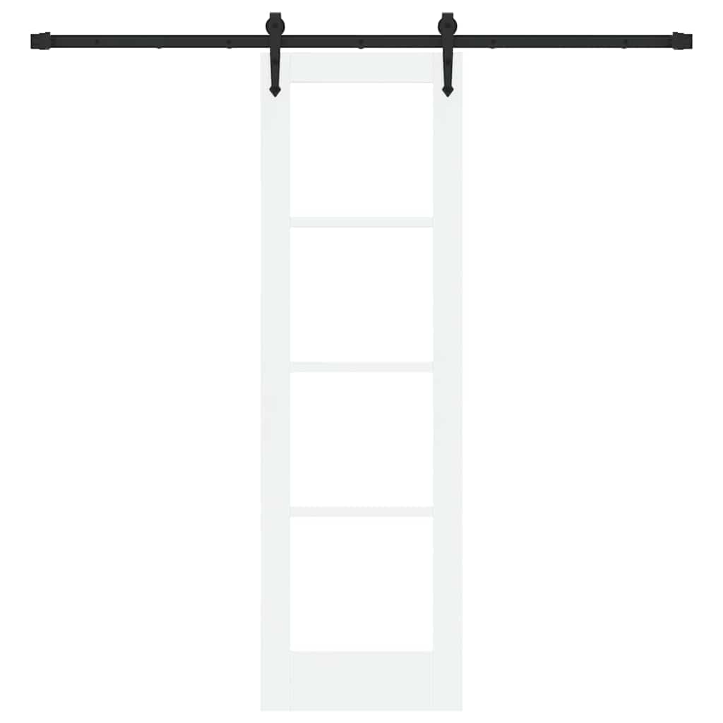 Skydedør 61 x 198,5 cm Massivt fyrretræ og glas Hvid og sort