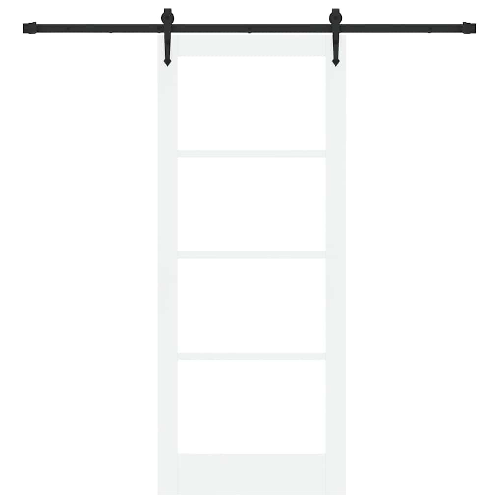 Skydedør 83 x 202 cm Massivt fyrretræ og glas Hvid og sort