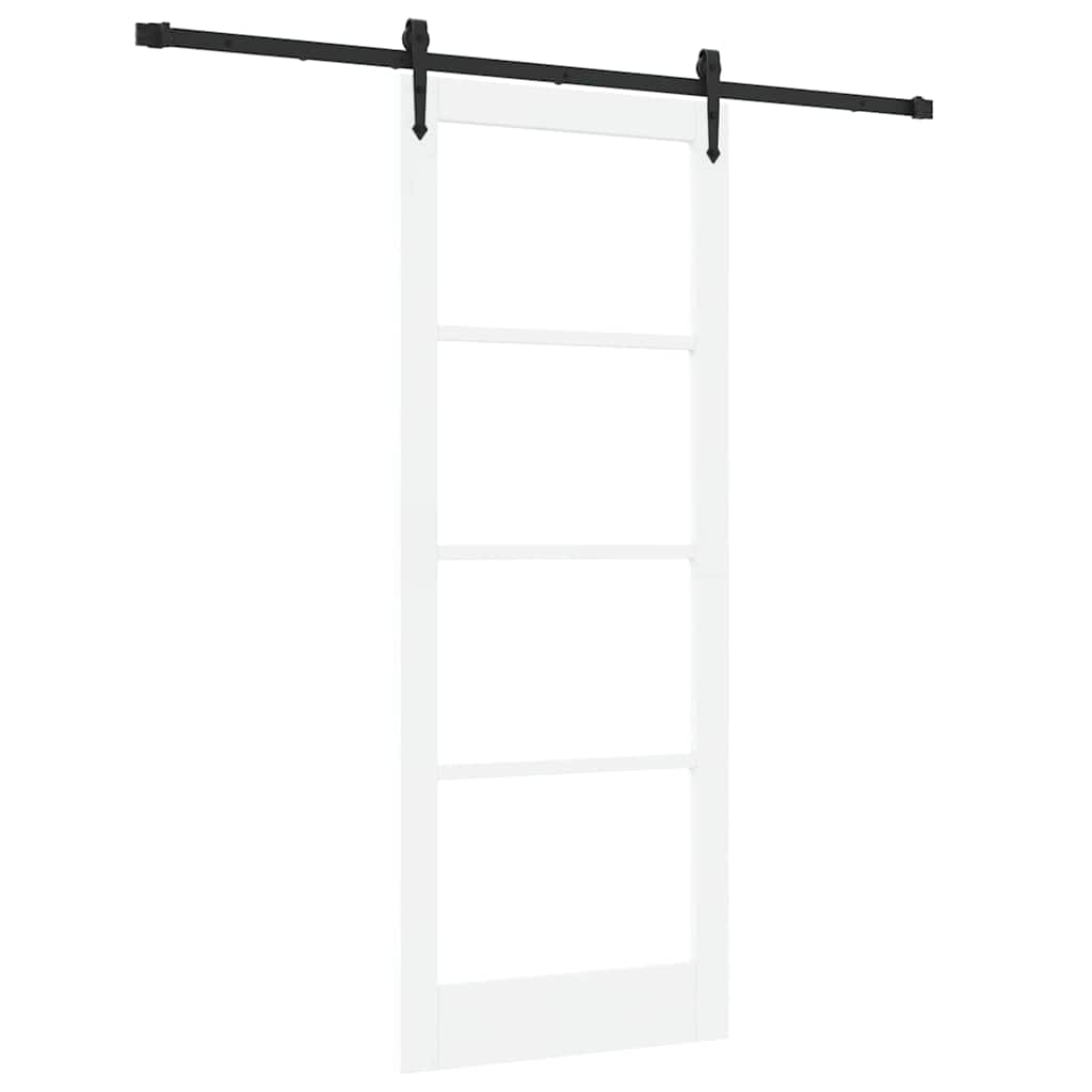 Skydedør 83 x 211 cm Massivt fyrretræ og glas Hvid og sort