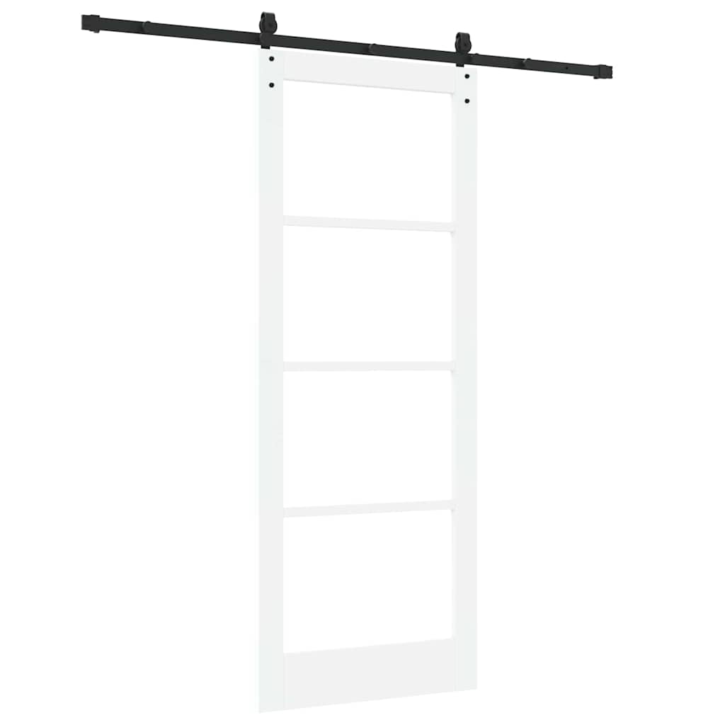 Skydedør 83 x 211 cm Massivt fyrretræ og glas Hvid og sort